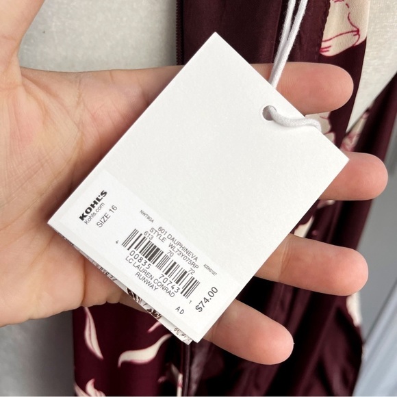 Lauren Conrad Maroon & White Floral Halter Sleeveless Maxi Dress - 16 - Picture 11 of 11